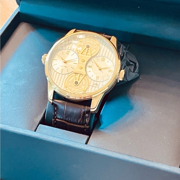 NWT NIB Men’s Porsamo Bleu Benedict double movement croc embossed leather strap - Picture 2 of 16